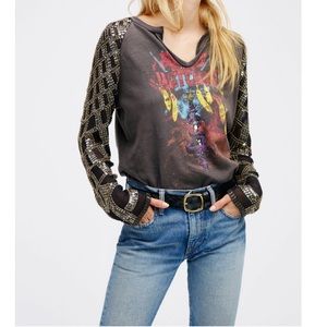 Free People Taking Sides Sequins Tee